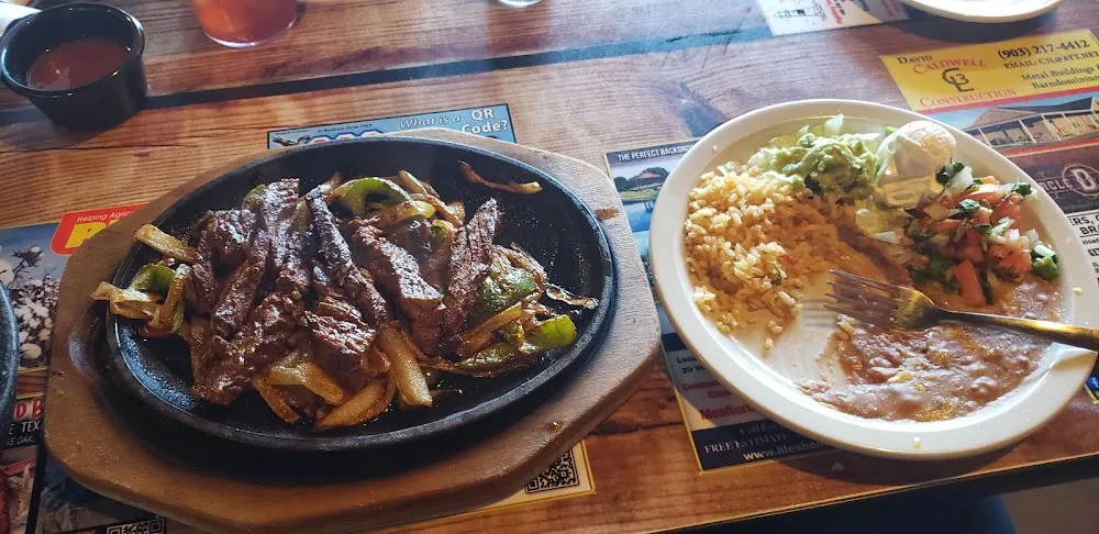 Spicy Fajitas Refried Beans and Mexican Rice